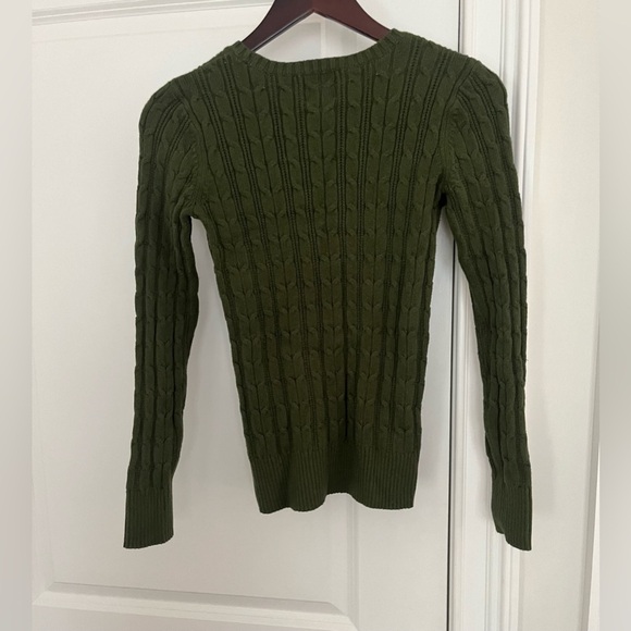 St Johns Bay Y2K Cable Knit Sweater Womens Sz. S Crew Neck Olive Pullover NWOT - Picture 3 of 5